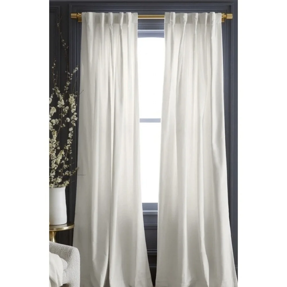 Quince‎ Cotton Velvet Light Filtering Curtain Panel Ivory 48
